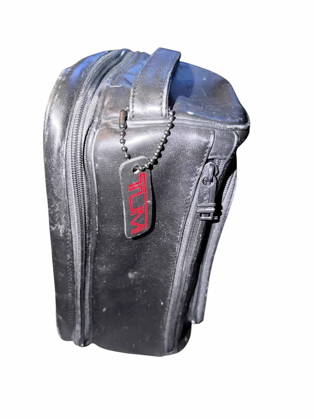 Tumi Black Leather Travel Toiletry Kit